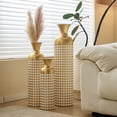 thumbnail image 3 of S-HOME Contemporary Decorative Metal Vases Set of 3 Matte Finish  with Textured Pattern for Home & Event Decor 19.69 to 32.68 Inch, Antique Brass+White, 3 of 13