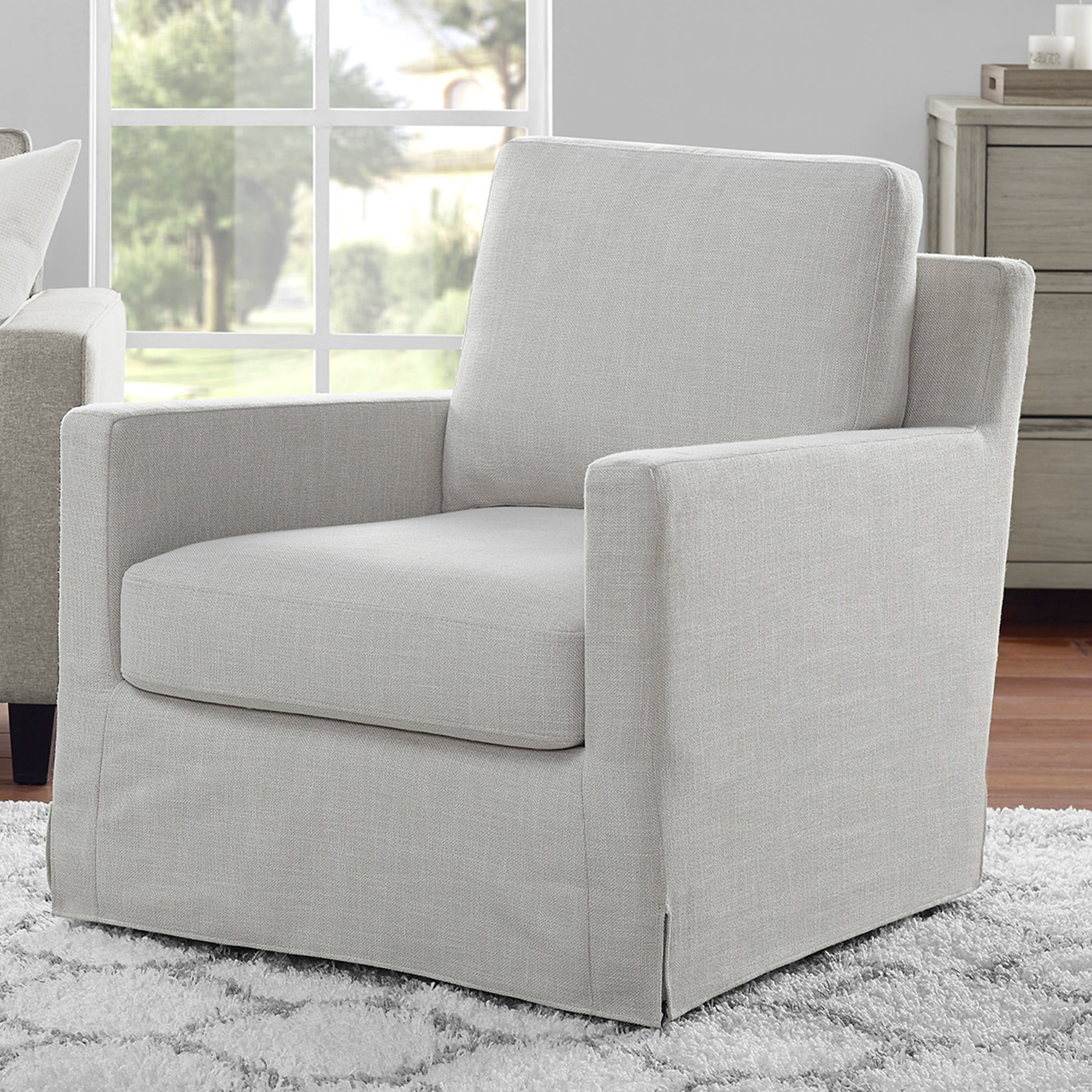 Serta Swivel Accent Chair with Arms, Light Gray Fabric