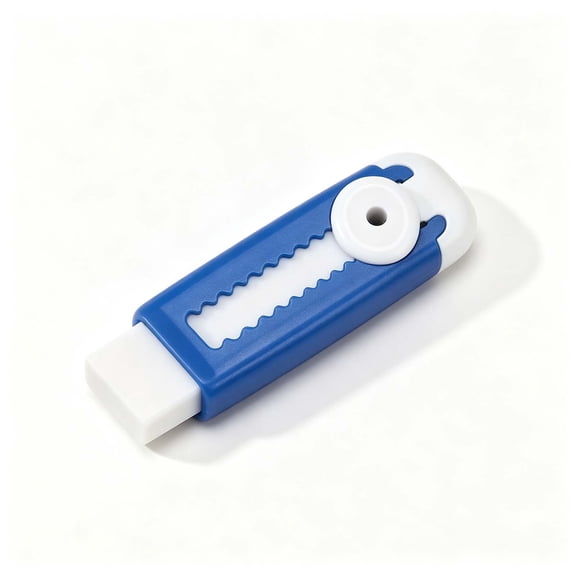 WWC Retractable Push Pull Erasers, Cute Refillable Sliding Pencil Erasers with Lock, Soft Erasers for School and Office Stationery, Blue