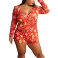 thumbnail image 2 of Women Jumpsuit Plus Size Button up Cartoon Deer Christmas Sexy Home Clothes Pajamas, 2 of 4