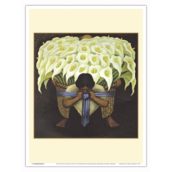 The Seller of Calla Lilies (El Vendedor De Alcatraces) - From an Original Color Painting by Diego Rivera c.1941 - Master Art Print (Unframed) 9in x 12in