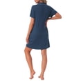 thumbnail image 3 of INSPIRE CHIC Womens Nightgowns Button Down Short Sleeve Sleep Shirts Nightshirt Pajama Dress with Pockets S Blue, 3 of 6
