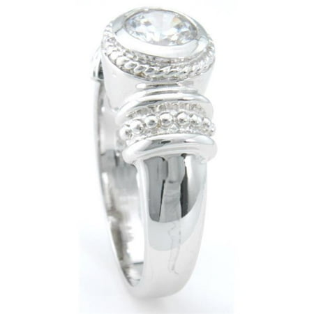 - 925 Sterling Silver Platinum Finish Antique Style Solitaire Engagement Ring Size 5