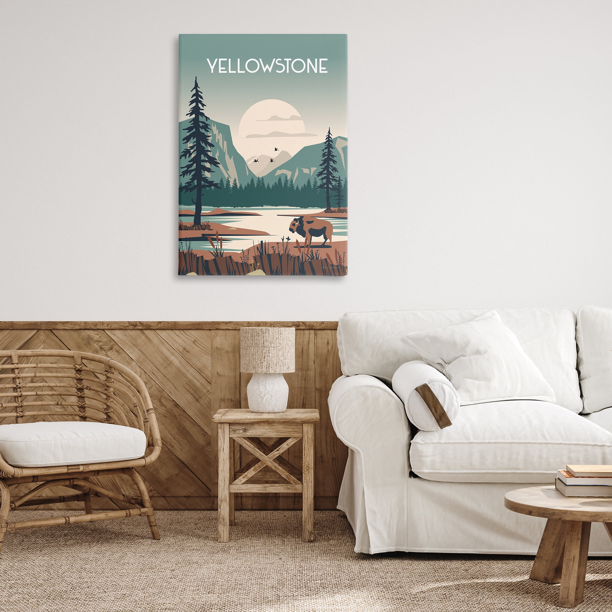 Stupell Industries Yellowstone Landmark View Landscape & Nature Painting Wrapped Canvas Art Print Wall Art, 24 x 36