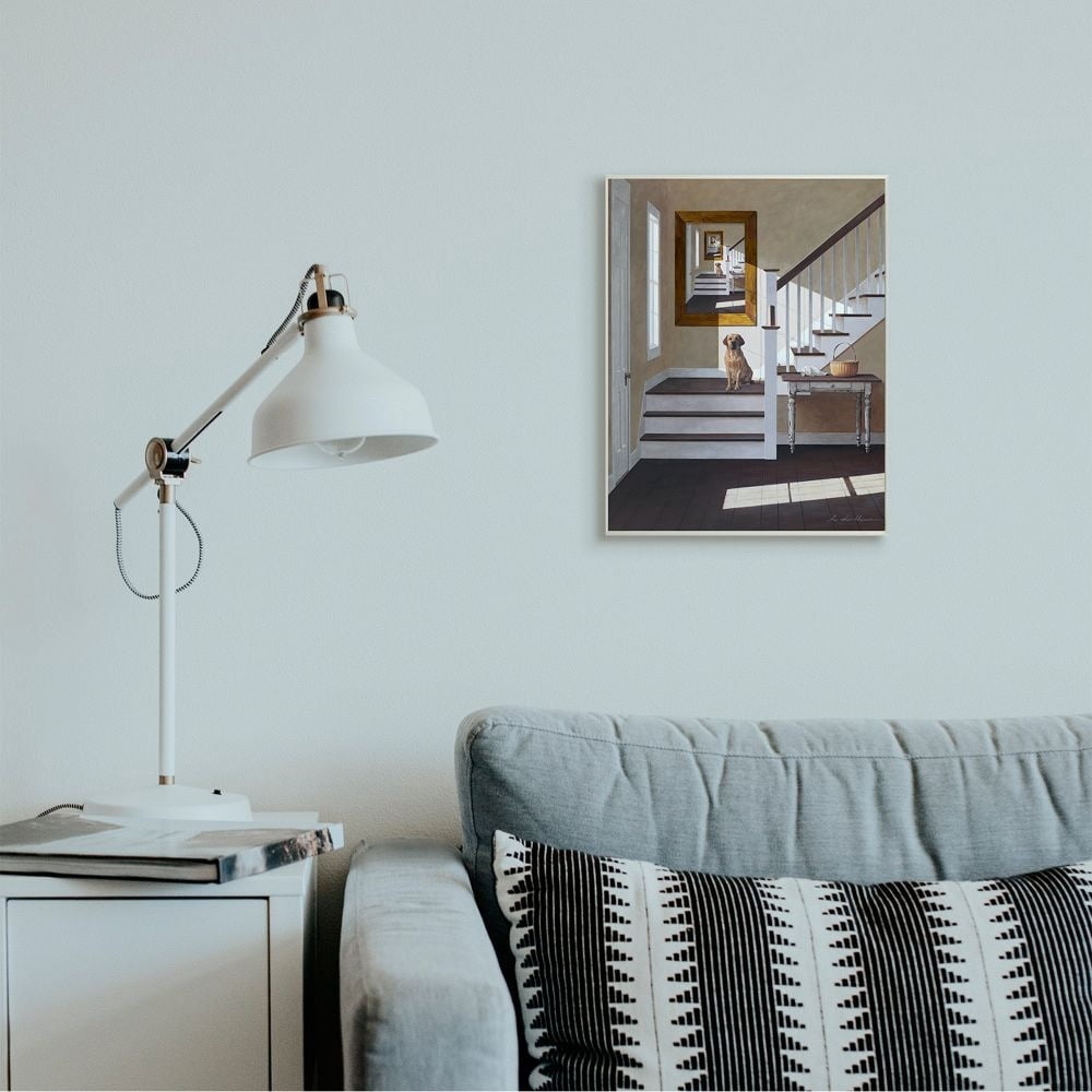 Zhen-Huan Lu Dog Infront of Pet Portrait Charming Country Interior 10 in x 15 in Framed Painting Art Prints, by Stupell Home Décor