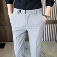 thumbnail image 3 of Pantalones de traje para hombre, 9 pantalones de trabajo recortados, de oficina, de verano, rectos, ajustados, para uso social, de sastrería, de negocios, formales, vintage, 3 of 5