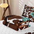 thumbnail image 5 of jejeloiu Southwestern Tribal Zipper Twin Comforter Sets with Fitted Sheet and 2 Pillowcases,Cowhide Print Zipper Bedding Set For Boys,Brown Turquoise,Reversible,4 Pieces, 5 of 7