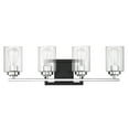 thumbnail image 2 of Redmond 4-Light Bathroom Vanity Light in Matte Black with Polished Chrome Accents, 2 of 4