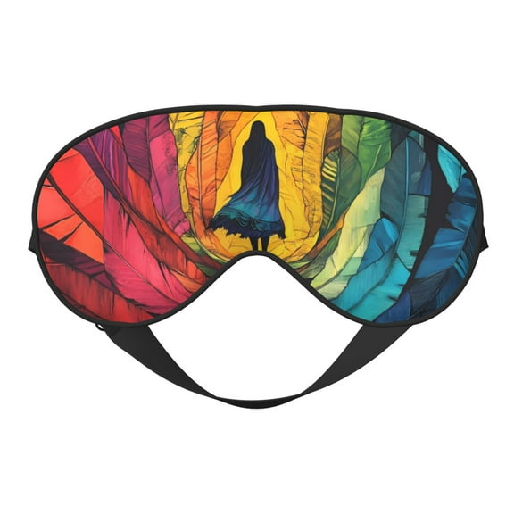 Eye Sleep Mask for Women Men - Rainbow Feathers Pathway Adjustable Soft Buckle Travel Eye Masks for Sleep Mask Blackout, Sleeping Mask for Women Men, Funny Blindfolds for Party Games