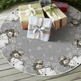 thumbnail image 4 of Let It Snow Snowflake Snowman Christmas Tree Skirt , Winter Holiday Tree Mat Decoration, 4 of 7