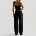 thumbnail image 4 of CIENVNSTG Two Piece Sets for Women Summer Spaghetti Strap Tank Top Wide Leg Pants Sets Matching Lounge Sets Tracksuit Athletic Wear Yoga Set Black L, 4 of 6