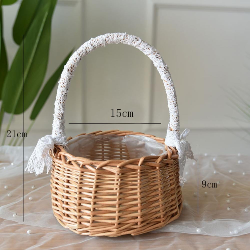 Panier En Osier Rustique Pour Fleurs - Décoration Mariage Campagnard Ou Table - Fait Main