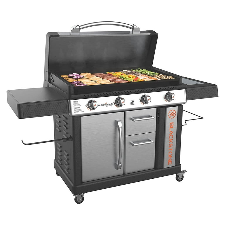 36 in. 4-Burner Flat Top Gas Grill Griddle Liquid Propane Outdoor Griddle  Station, 52,000 BTU in Black