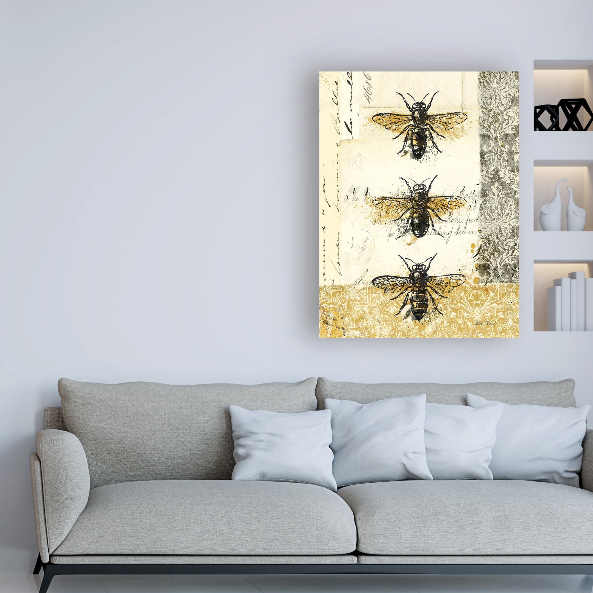 Trademark Fine Art 'Golden Bees n Butterflies No 1' Canvas Art by Katie Pertiet