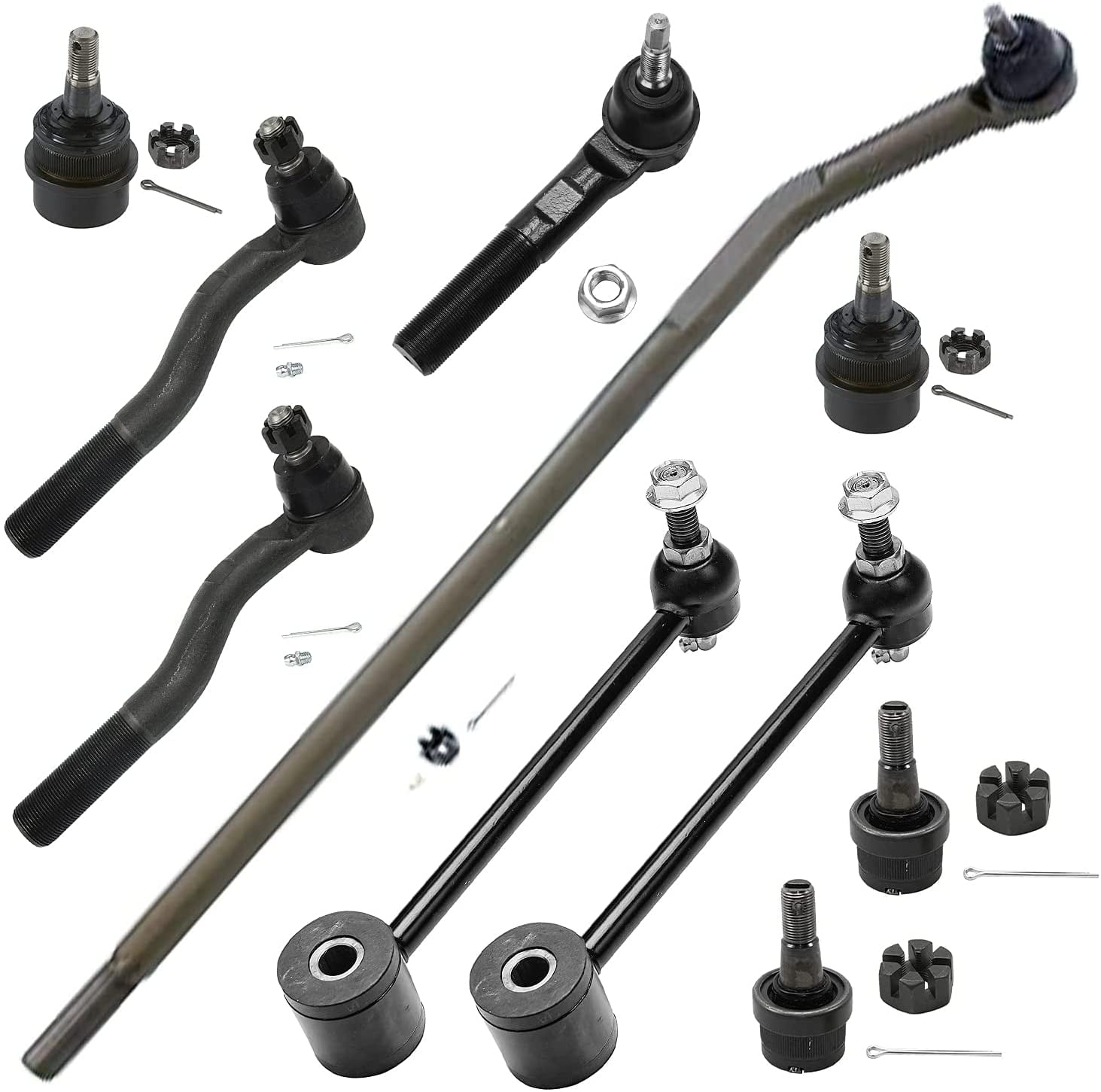 Detroit Axle - Front Ball Joints Inner Outer Tie Rods Rear Sway Bars  Suspension Kit Replacement for Jeep Wrangler - 10pc Set 