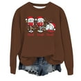 thumbnail image 1 of WEAIXIMIUNG Sweatshirts Courts pour Femmes Plus Femmes Décontracté Col Rond Noël Verre Neige Chapeau de Noël Imprimé Hoodie, 1 of 3