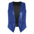 thumbnail image 4 of Alvivi Mens Sequin Vest Shiny Party Sleeveless Waistcoat Button Jacket Tuxedo Suit Vest Royal Blue XXL, 4 of 7