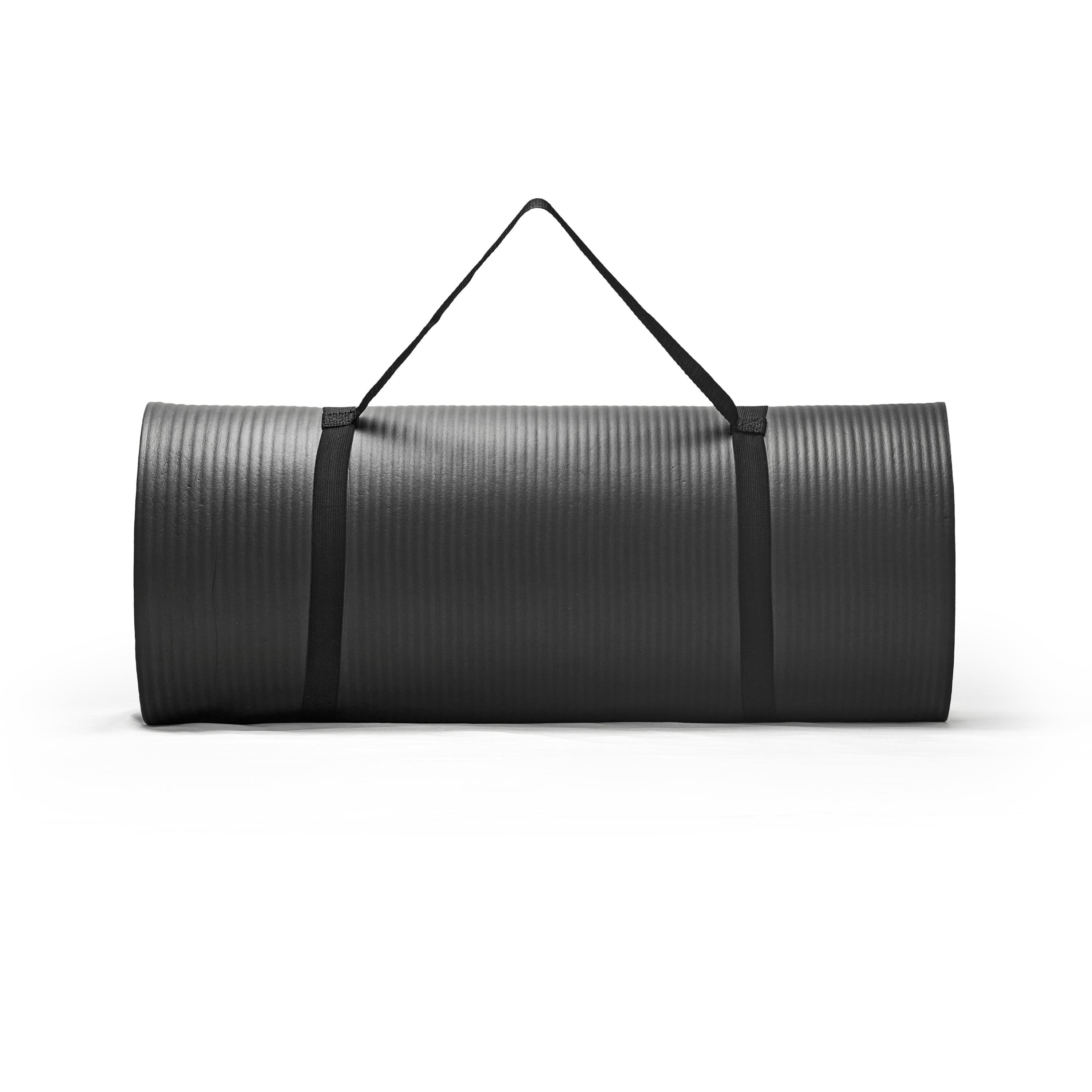 CAP High Density NBR Foam 1-inch Thick Exercise Yoga Mat with Carry Strap, 71"x24"x1" (25.4mm Thick), Black