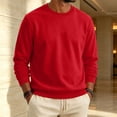 thumbnail image 4 of Domuza Men's Fleece Crewneck Sweatshirt, Long Sleeve Pullover, Loose Fit Athletic Top, Warm Basic Pullover for Fall - Red M, 4 of 6