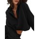 thumbnail image 2 of Sudadera Holgada Informal de Larga con Capucha para Mujer, Color Liso, Estilo Otoño Negro S, 2 of 8
