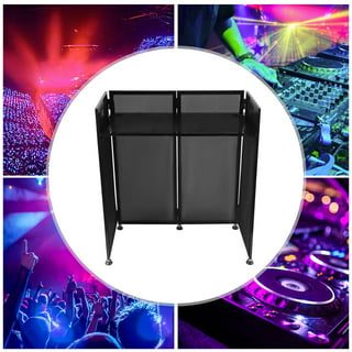 AxcessAbles Portable DJ Facade Booth Table with Black and White Scrims,  Carry Cases | Standing DJ Booth - 40 x 20 | DJ Controller Stand | Recording