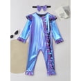 thumbnail image 3 of vastwit Little Girls Shiny Metallic Overalls Romper Ruffled Bodysuit Sparkly Birthday Party Dress-up Blue 18-24M, 3 of 7