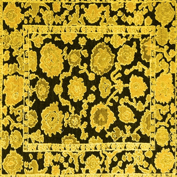 Ahgly Company Indoor Square Abstract Yellow Modern Area Rugs, 5' Square