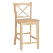 Pemberly Row X-Back Counter Stool in Unfinished Solid Rubberwood