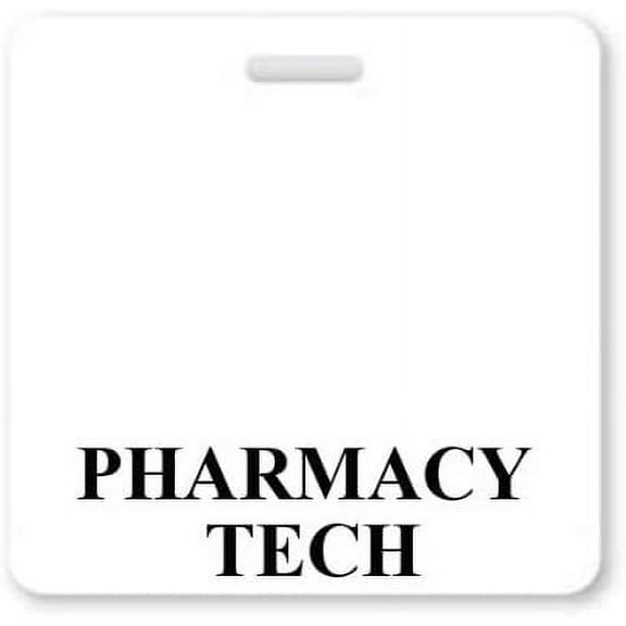 PHARMACY TECH Badge Buddy - Horizontal- Heavy Duty Spill Proof & Tear Resistant Cards - 2 Sided - Quick Role Identifier ID Buddies for Pharmacy Technicians - Printed in The USA (1, Single, White)