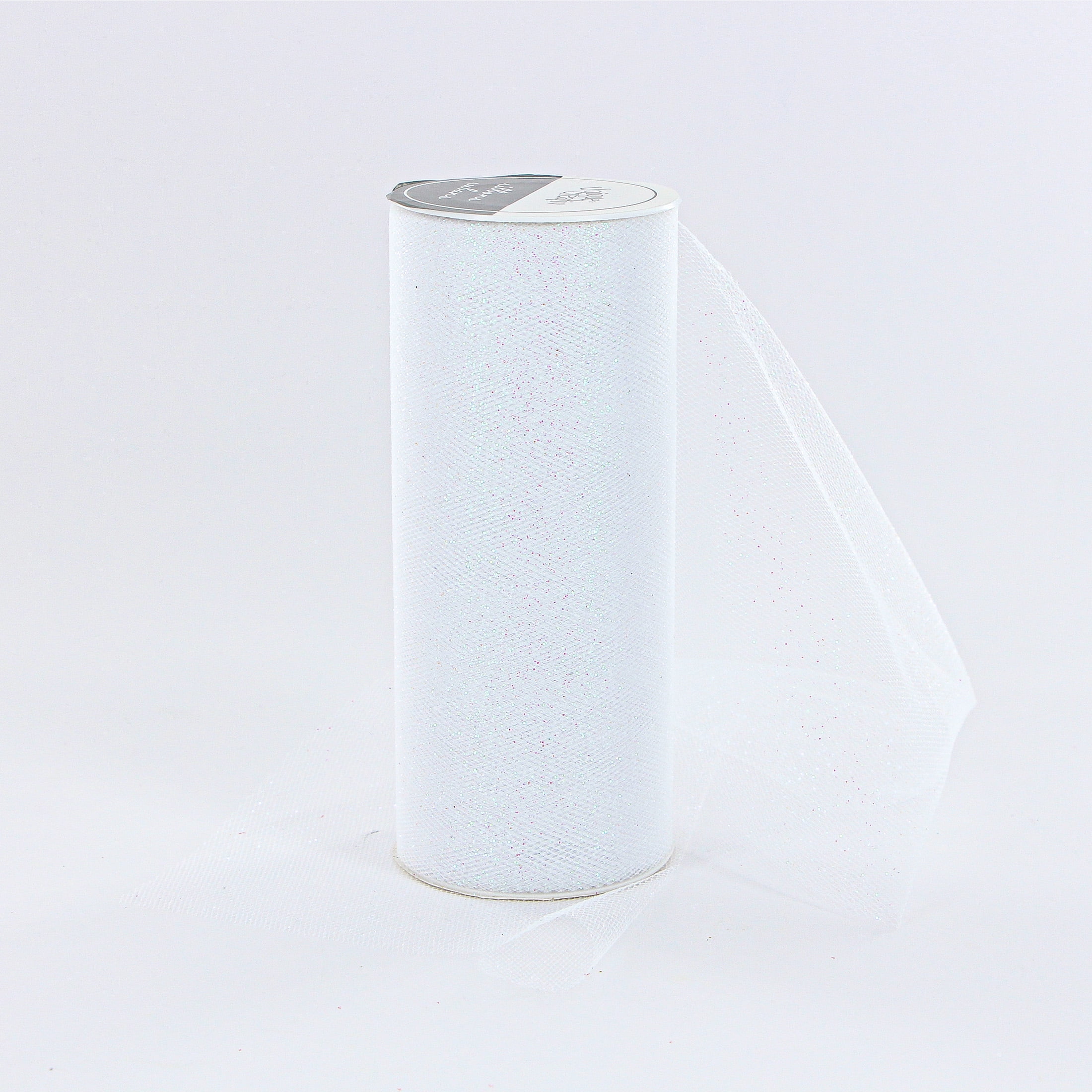 UNIQUE CREATIV, Ribbon, Tulle, Opal with Glitter, 100% nylon, 152mm x 13.71m (6" x 15 yds)