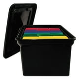 Advantus File Tote Storage Box w/Lid, Legal/Letter, Plastic, Black ...