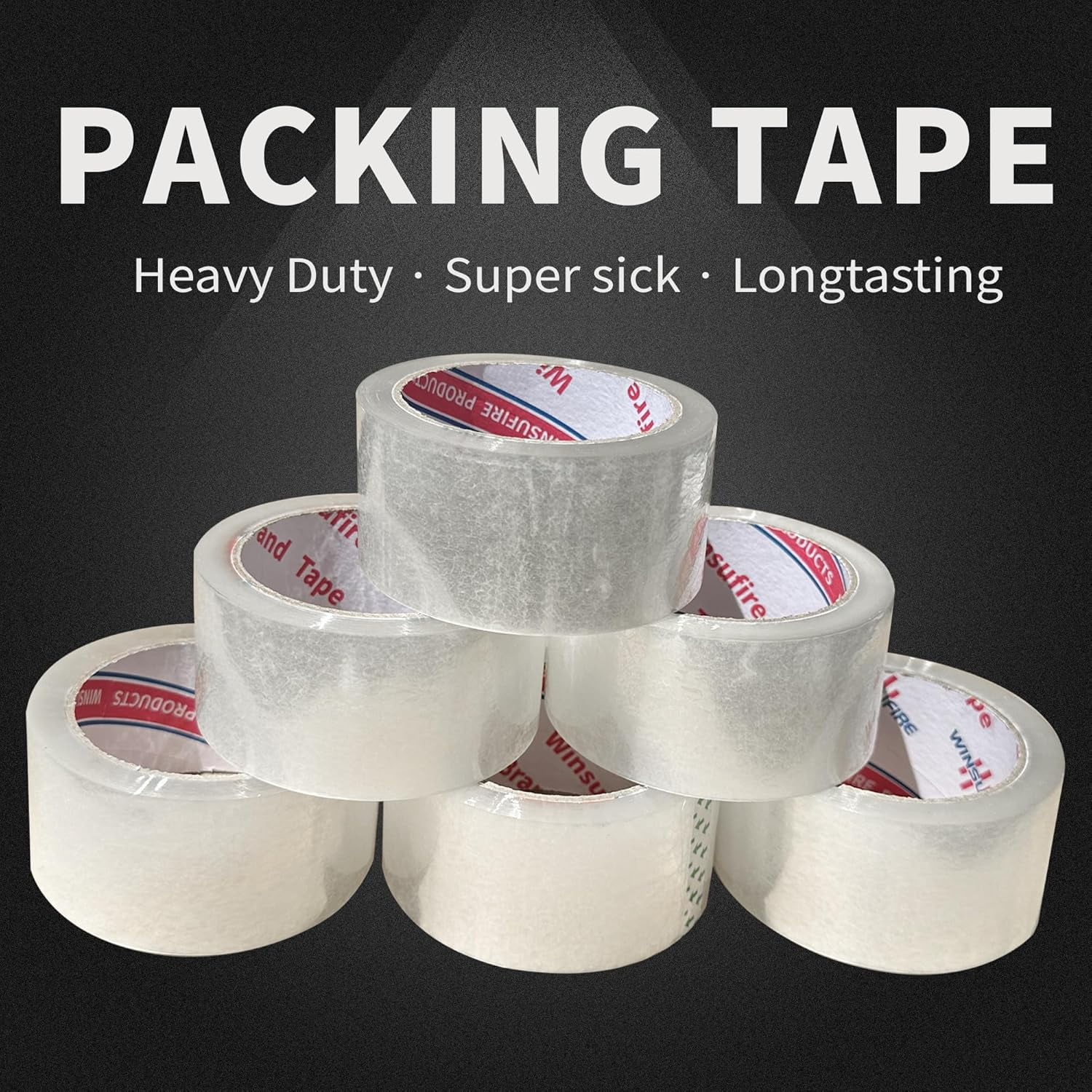 Heavy-duty packing tape, for transportation, moving, and box sealing, transparent packing tape, total length 390 yards, 1.88 inch 65 yards, 6 rolls, packing tape