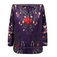 thumbnail image 4 of Blusa holgada de manga larga con cuello de una línea y estampado a la moda para mujer Fridja  hj2466, 4 of 6