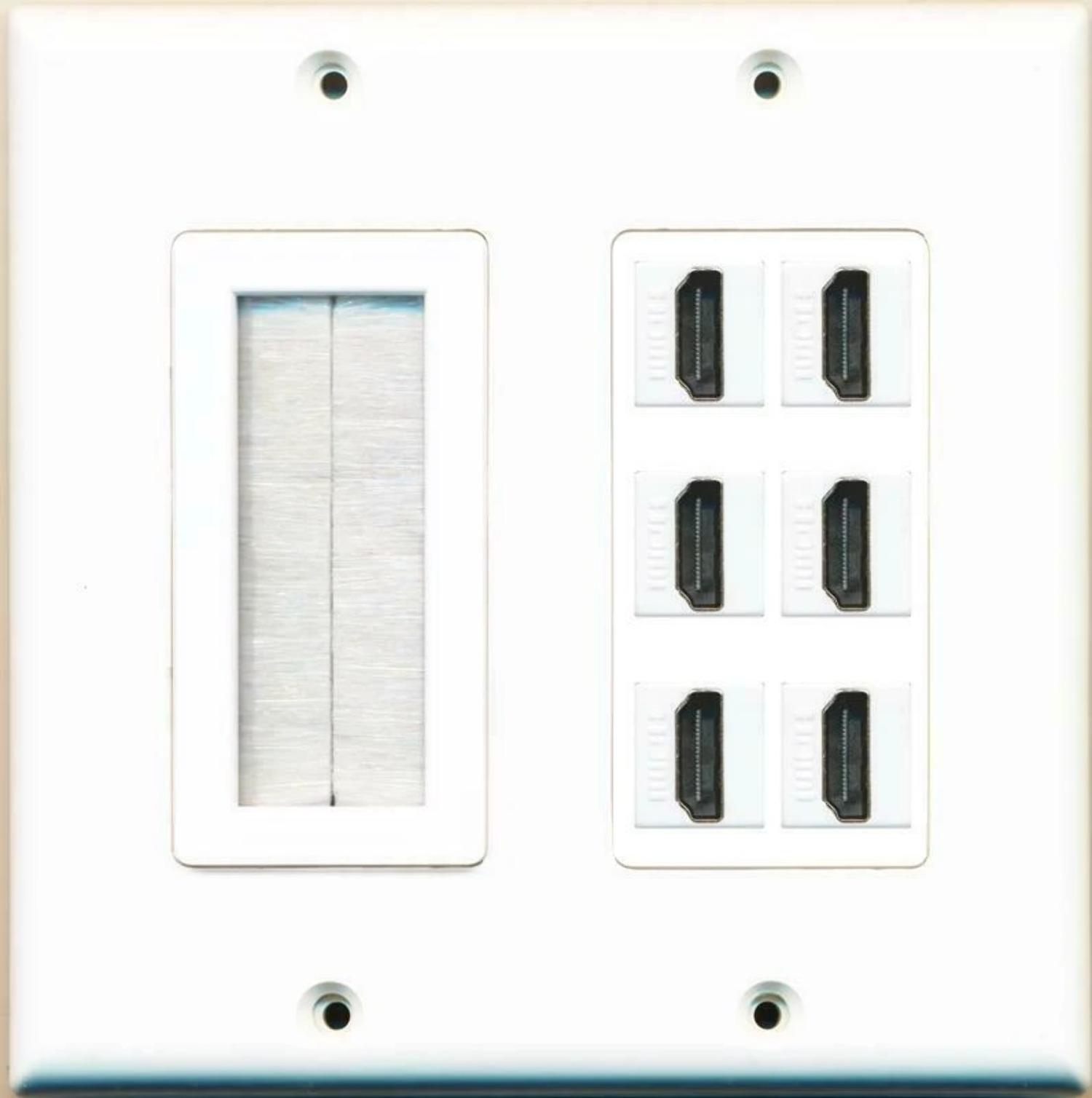 Brush and 6 HDMI Wall Plate