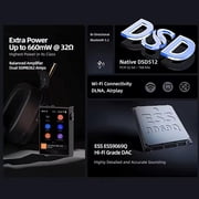 SHANLING M1 Plus Pure Music Player,Portable Hi Res MP3 Plyaer,Bluetooth 5.2 Digital Audio Player,ES9069Q DAC,768kHz/32bit,DSD512,661mW@32Ω Output,Support LDAC/WiFi/DLNA/Airplay/Tidal (Black)