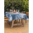 thumbnail image 4 of 60x102 Inch Outdoor Tablecloth with Umbrella Hole Zipper Rectangle Modern Blue Rectangular Tablecloths Outside Waterproof Vintage Abstract Art Contemporary Patio Table Cloth Cover for Picnic Party, 4 of 7