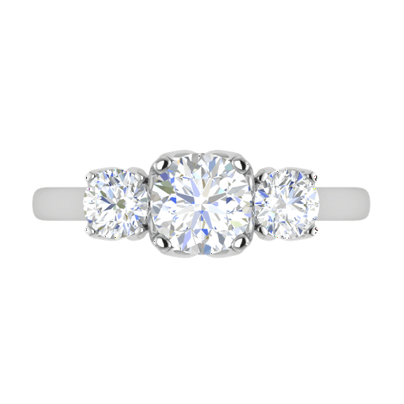Sterling Silver Classic Three-Stone Moissanite White Gold Ring Women