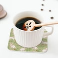 thumbnail image 5 of Lsque Cute Rabbit And Flower Pattern 4" Drink Coasters Set of 4, PVC Leather Absorbent Coasters, Table Coaster Set Decorative Coffee Cup Coasters Housewarming Gift -Square, 5 of 6
