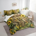 thumbnail image 3 of Castle Fairy Rustic Floral Sunflowers Twin Bedding Sets 7-Piece for Female Men Adults,Chic Floral Blossoms Bedding Comforter Set Microfiber,Rustic Lodge Cabin Breathable Sheet Sets, 3 of 8