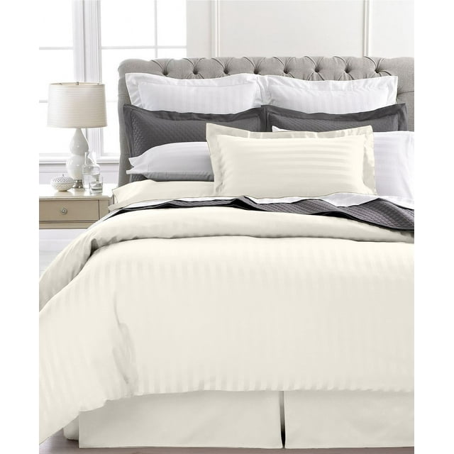 Ultra Soft 1800 Series 3 PC Striped Duvet Set (Full/Queen, Ivory)