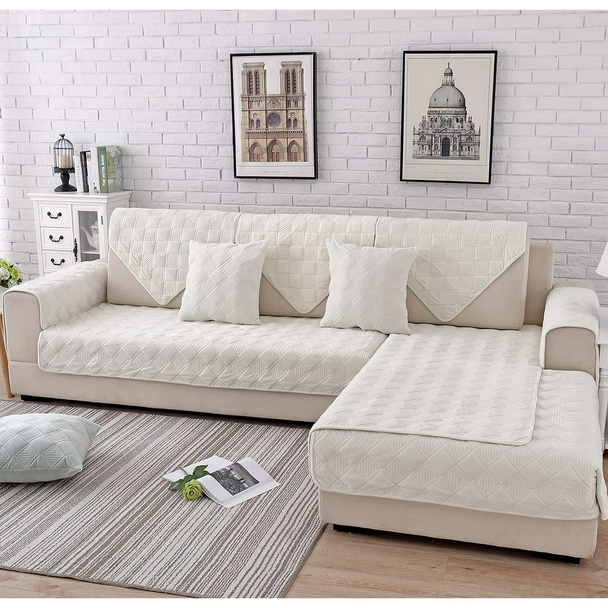 Xizioo Diamond Plush Sofa Couch Cover Soft Velvet Sectional Couch