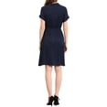 thumbnail image 3 of INSPIRE CHIC Vestido de Camisa con Cuello Notched y Escote en V para Mujeres, Cintura Elástica con Bolsillos, S Azul Marino, 3 of 6