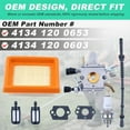 thumbnail image 5 of Carburetor for Stihl FS120 FS200 FS020 FS202 FS250 FS300 FS350 String Trimmer, Gasket + Fuel Hose + Spark Plug Replacement Set  4134 120 0653 4134 120 0603, 5 of 8