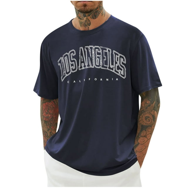 DPTALR Hommes Imprimé Col Rond Casual Manches Courtes Col Rond Chemisiers Chemises