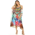 thumbnail image 5 of Sakkas Amaya Loose Fit Long Printed Strappy Cutout Shoulder Boat Neck Kaftan Dress - TRM96-Multi - One Size, 5 of 5