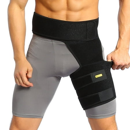 Yosoo Adjustable Neoprene Groin Support - Groin Strain Pain Wrap Compression Recovery Thigh Wrap Provide Pulled Groin Quad Hamstring Hip Injury & Sciatica Support for Men