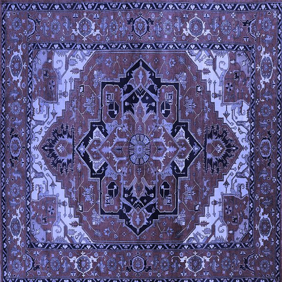 Ahgly Company Indoor Square Persian Blue Traditional Area Rugs, 5' Square