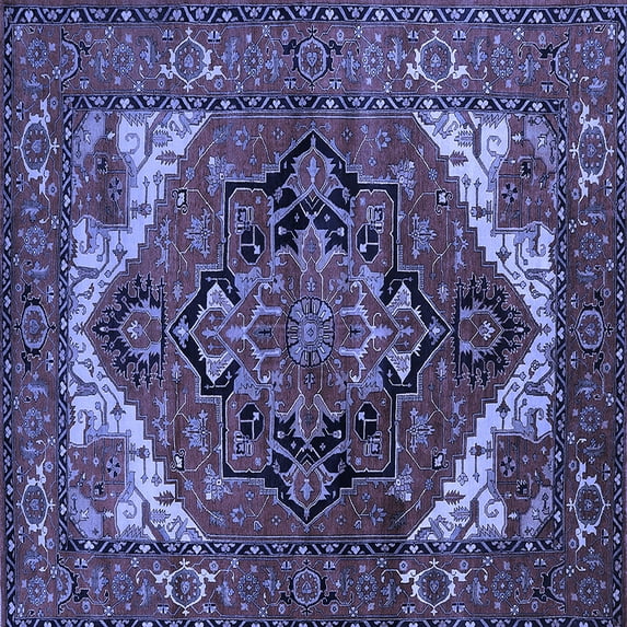 Ahgly Company Indoor Square Persian Blue Traditional Area Rugs, 8' Square