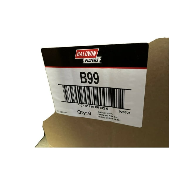 NEW GENUINE BALDWIN ENGINE OIL FILTER B99 (6 PC CASE)