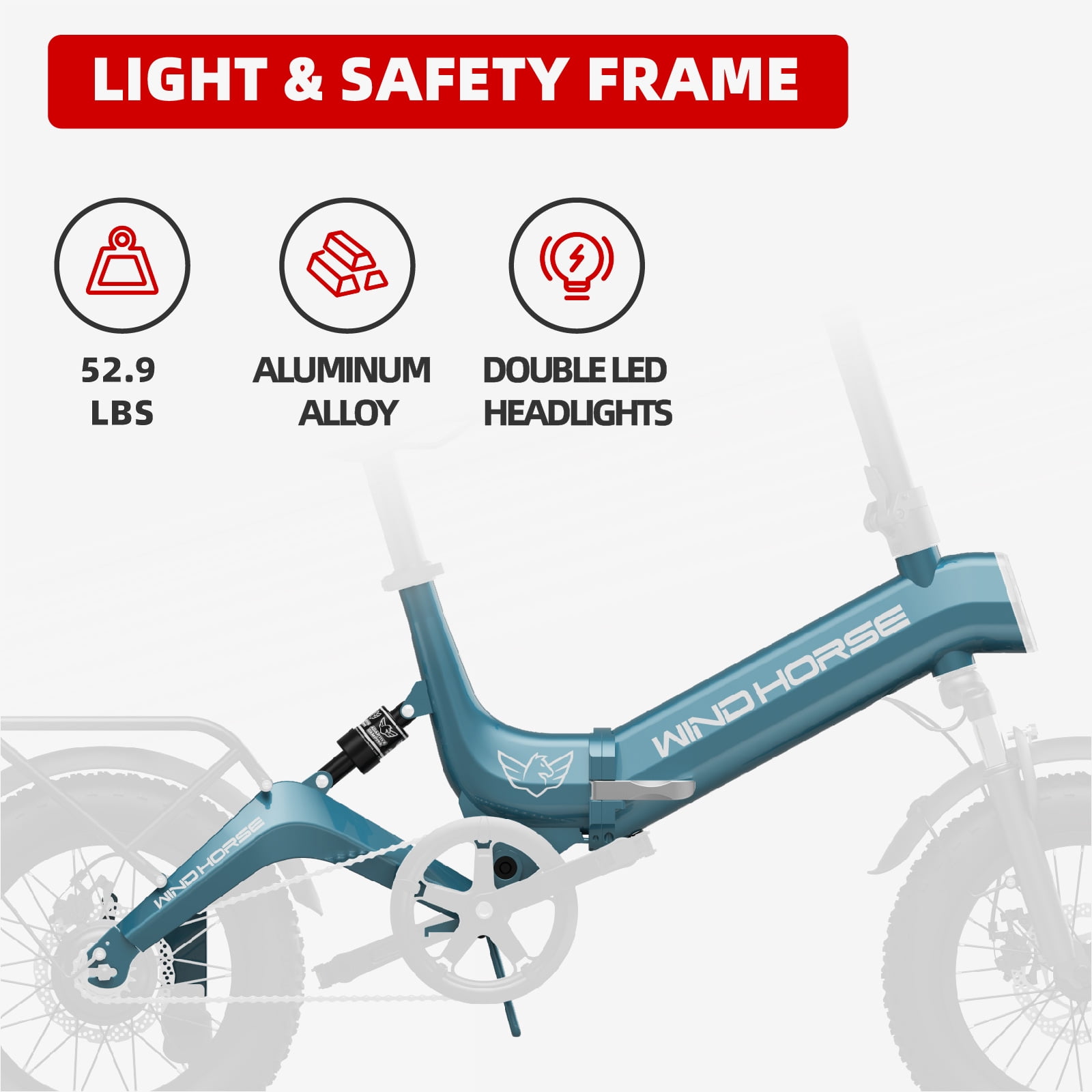 Windhorse W1-BLU City VoltRide Foldable Electric Bike for Adults (Blue)